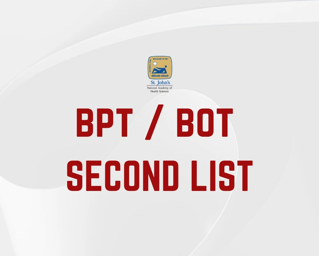 ADMISSION SECOND LIST - BPT & BOT 