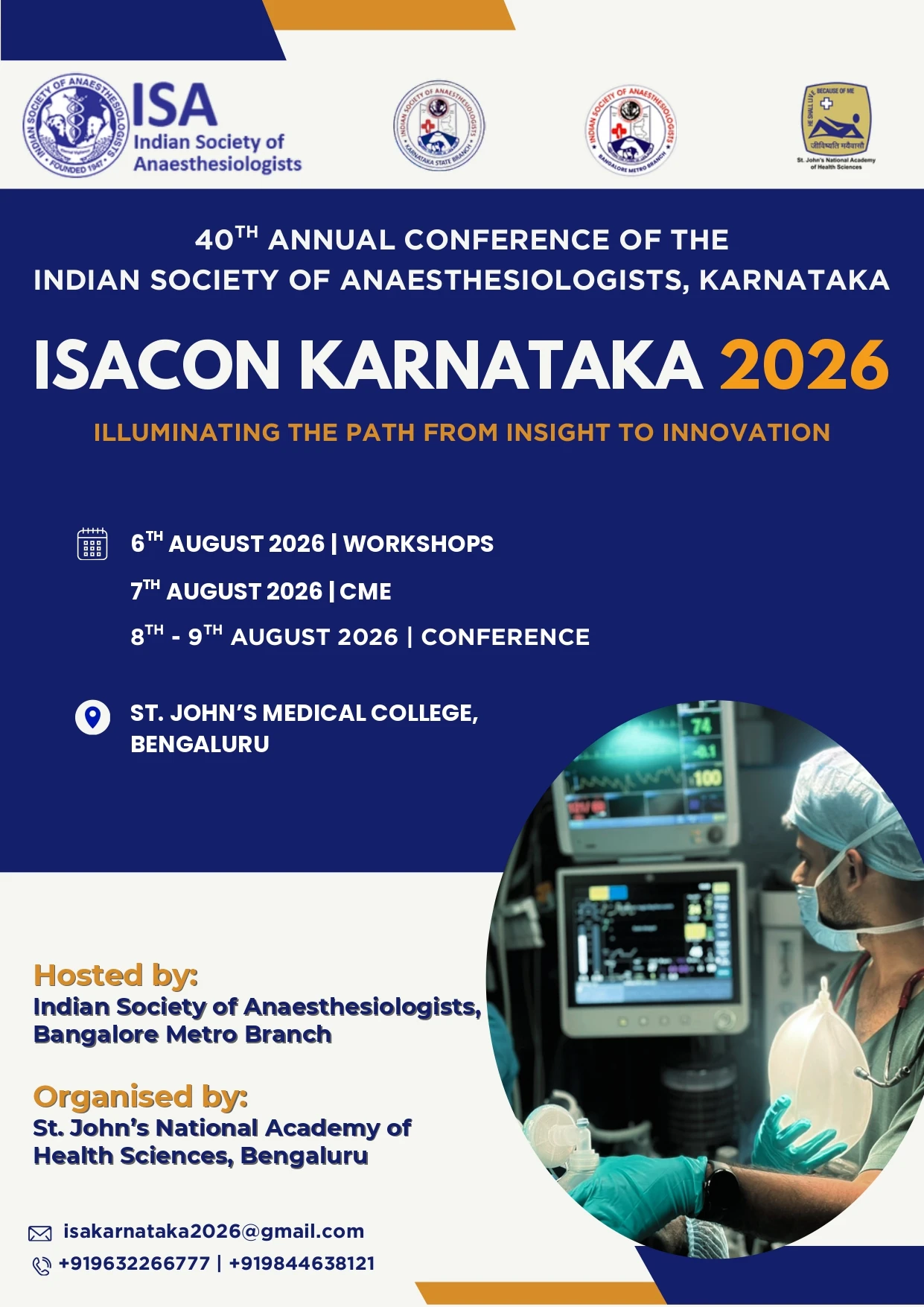 40TH ANNUAL CONFERENCE OF THE INDIAN SOCIETY OF ANAESTHESIOLOGISTS, KARNATAKA ISACON KARNATAKA 2026
