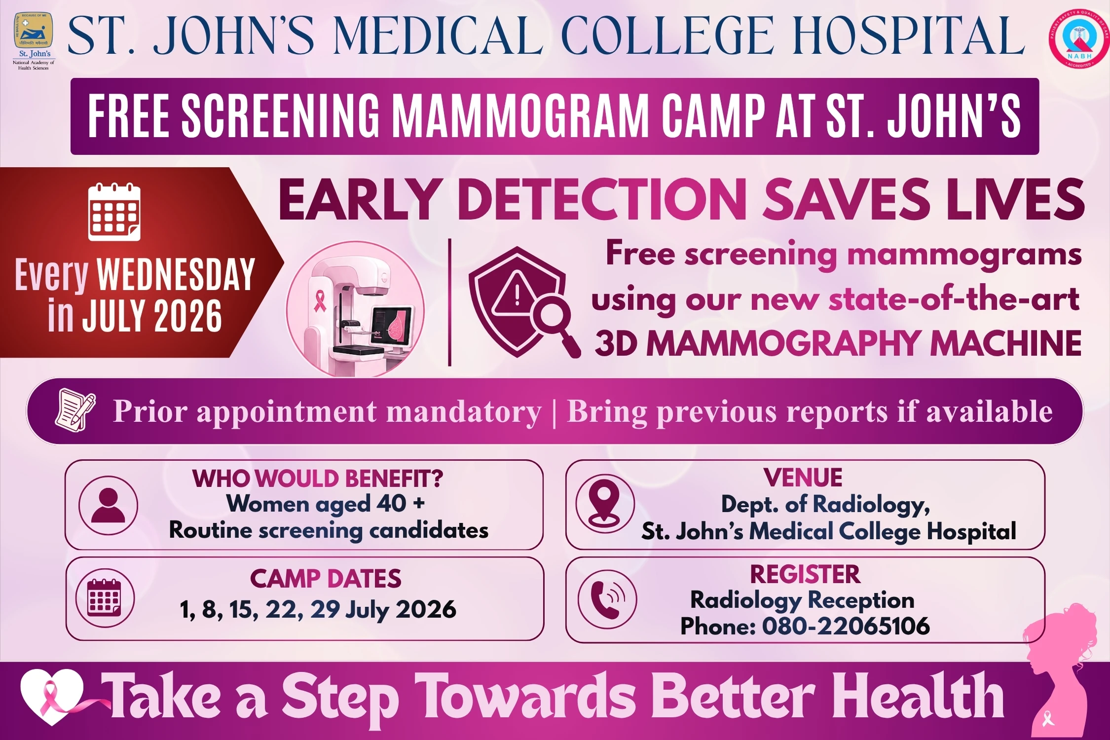 Free Screening Mammogram Camp at St. John's Medical College Hospital