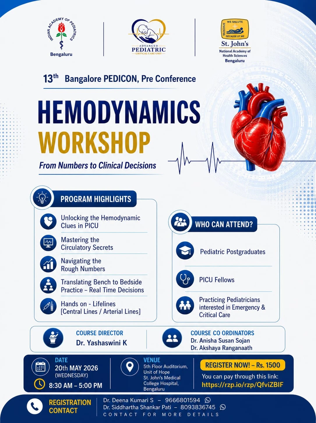 13th Bangalore PEDICON, Pre-Conference, HEMODYNAMICS WORKSHOP
