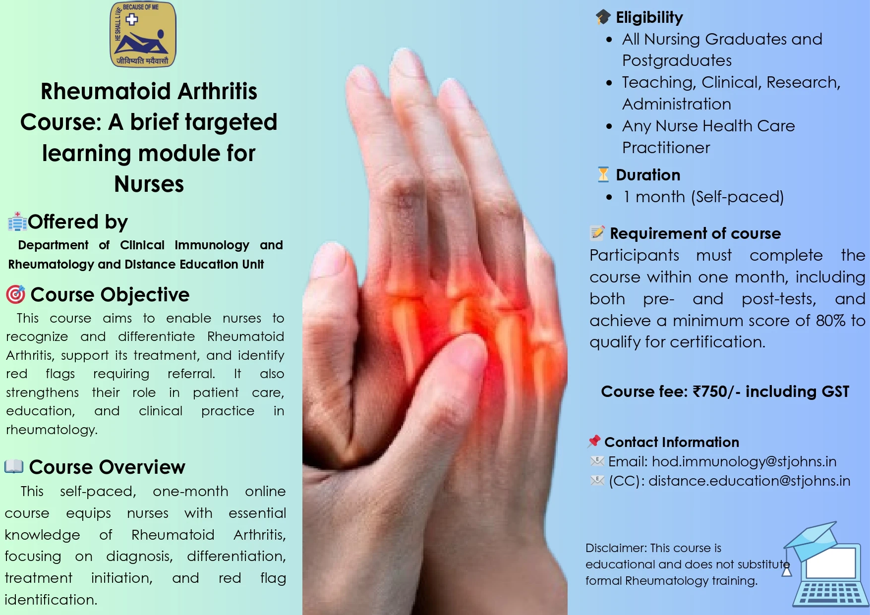 Enroll now in the Rheumatoid Arthritis: A Brief Learning Module for Nurses