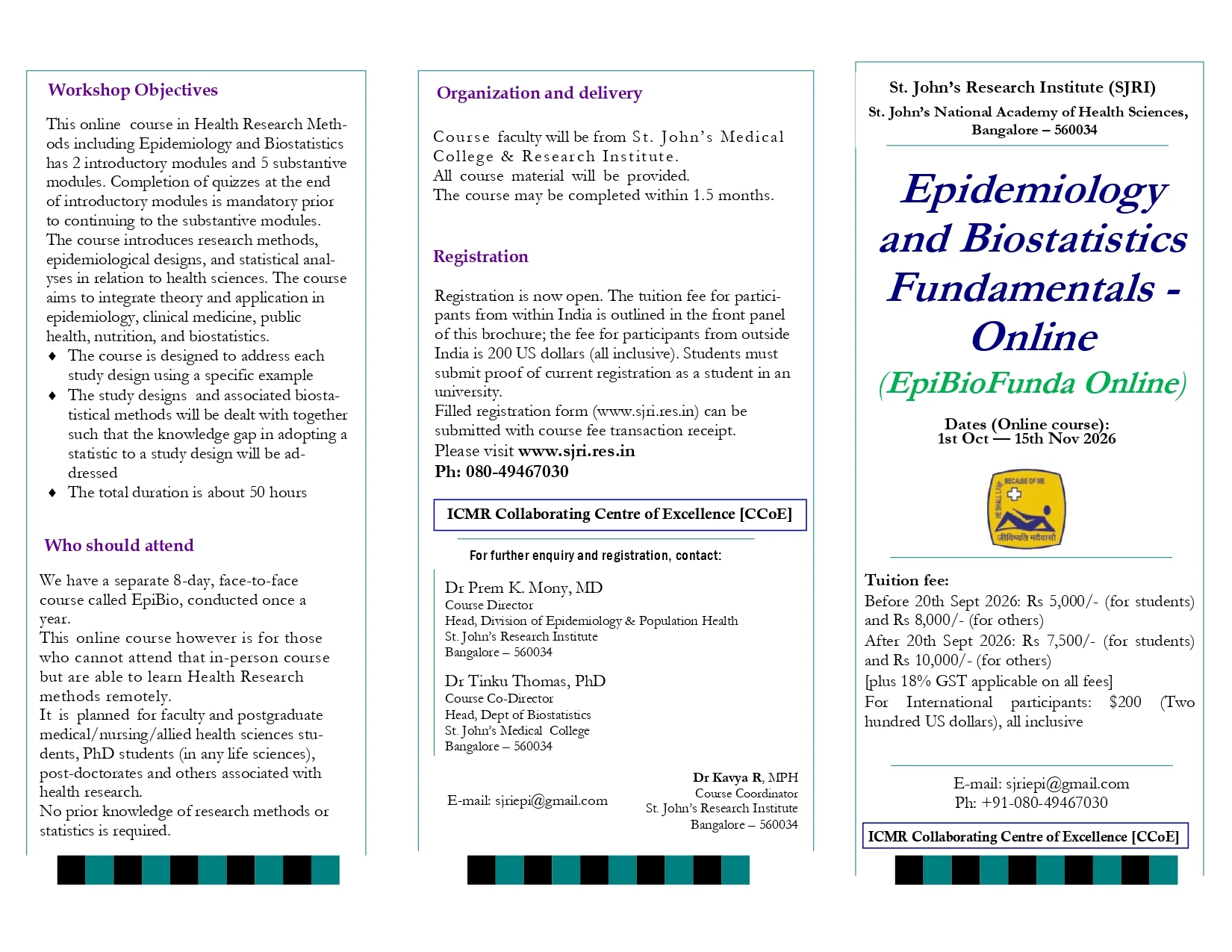 Online course on Epidemiology and Biostatistics Fundamentals Online (EpiBio Funda Online)