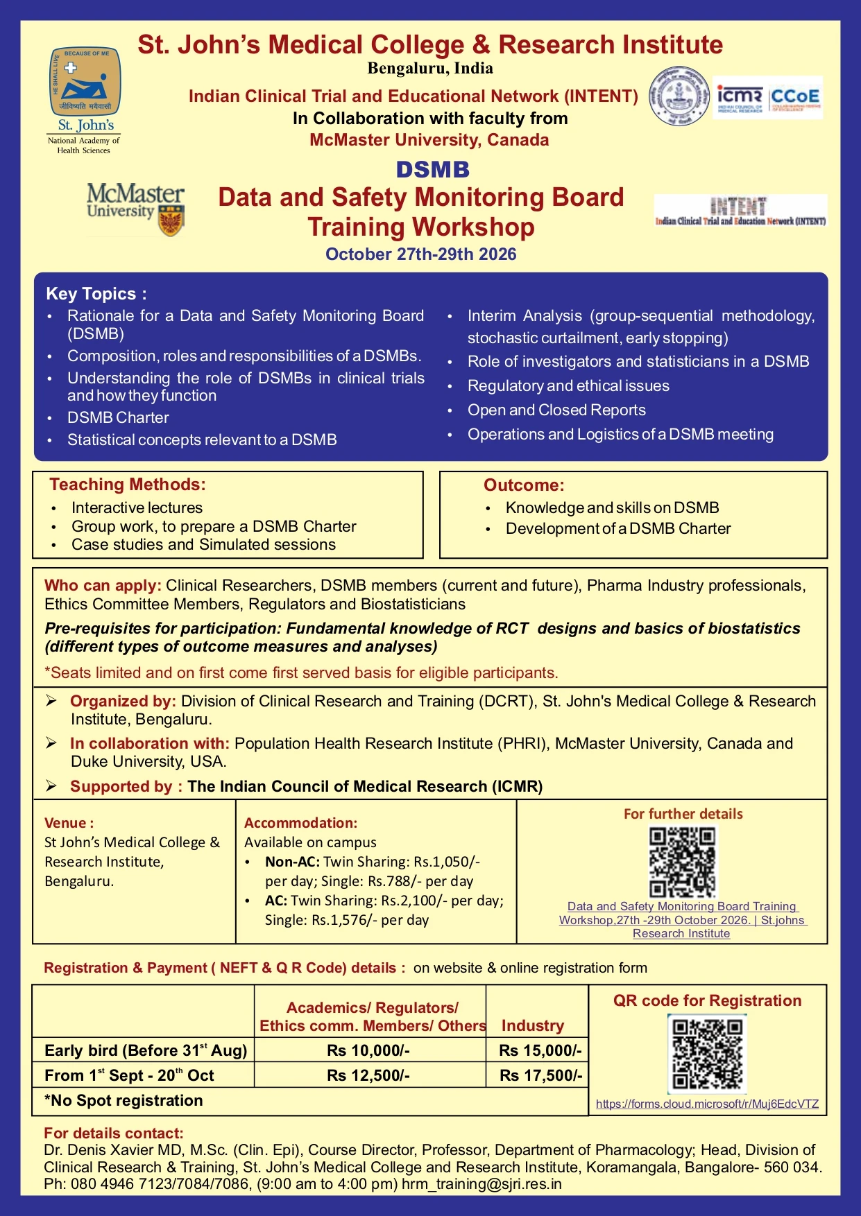 Data and Safety Monitoring Board Training Workshop,27th -29th October 2026.