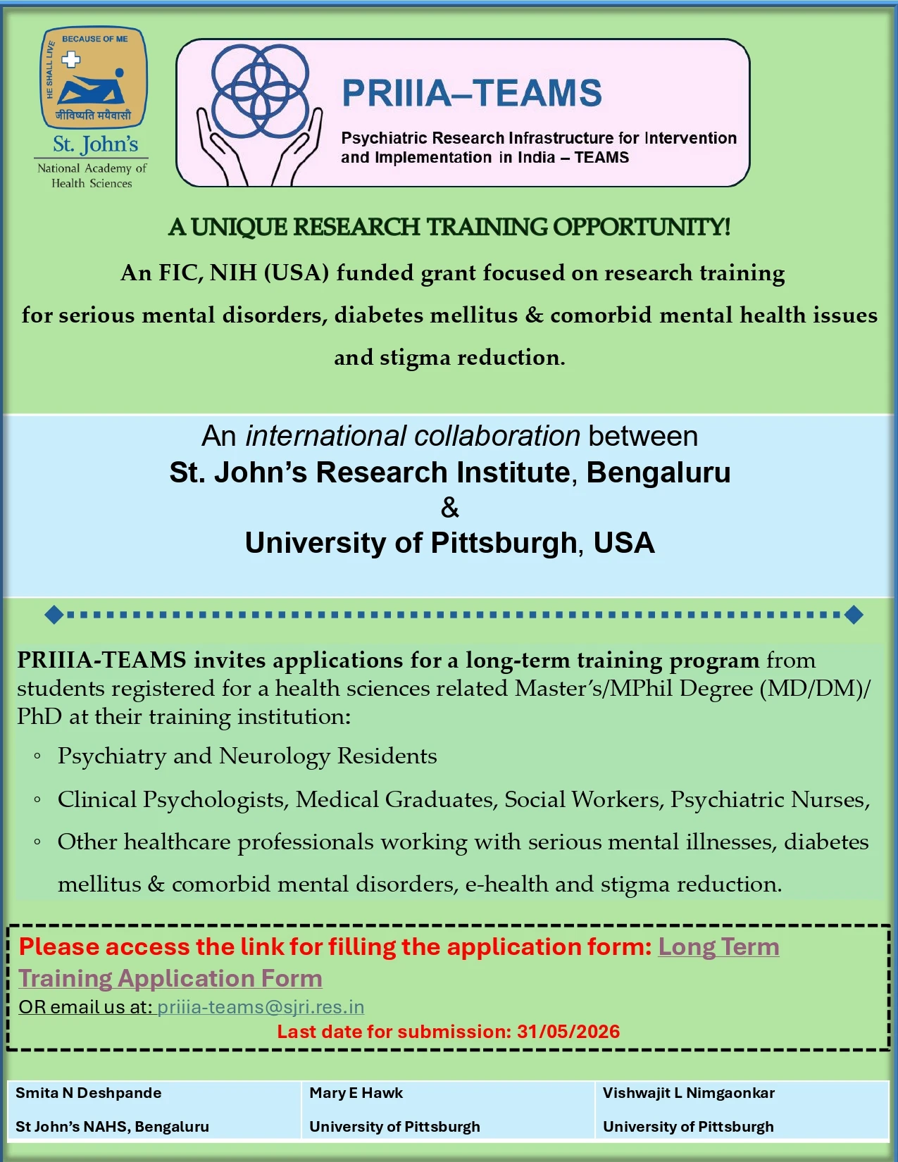 PRIIIA-TEAMS – Long-Term Training Program (LTT)