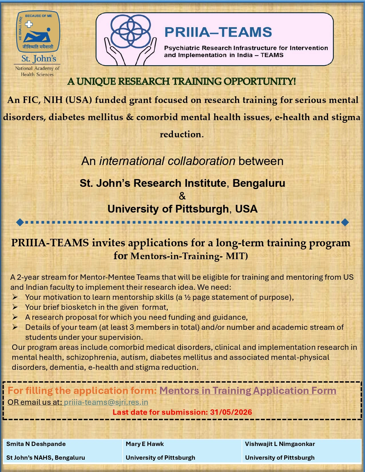 PRIIIA-TEAMS – Mentors-in-Training (MIT)
