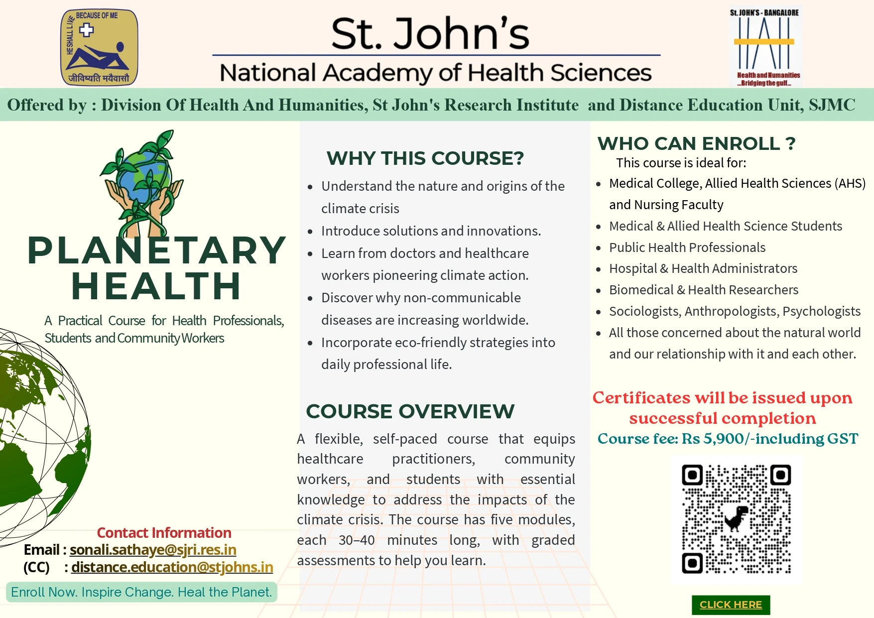 Online Distance Learning Program - PLANETARY HEALTH (1 Month)