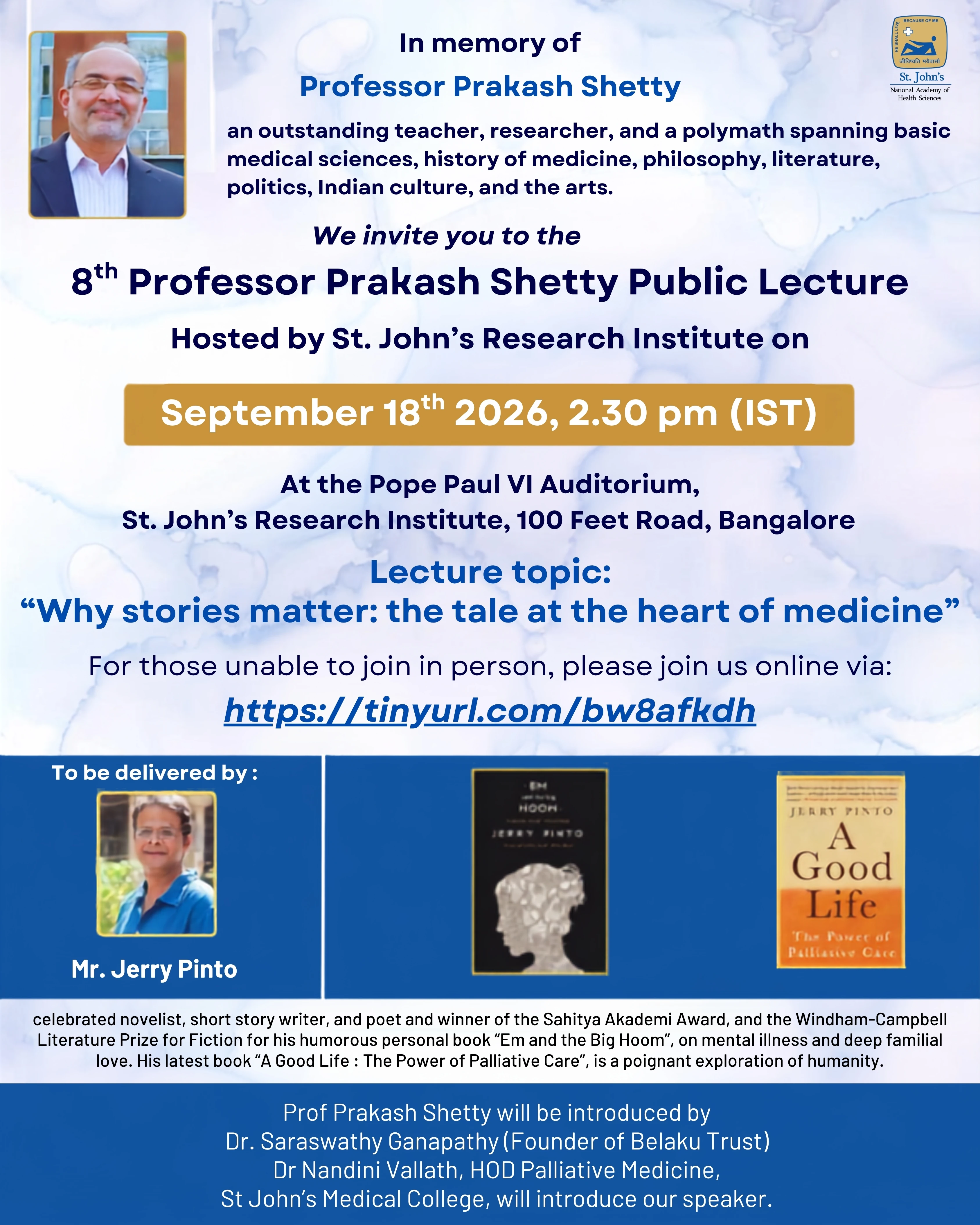 8th Professor Prakash Shetty Public Lecture: Why Stories Matter