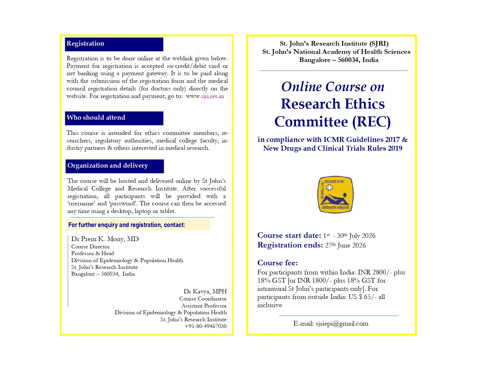 Online Course on Research Ethics Committee (e-REC)