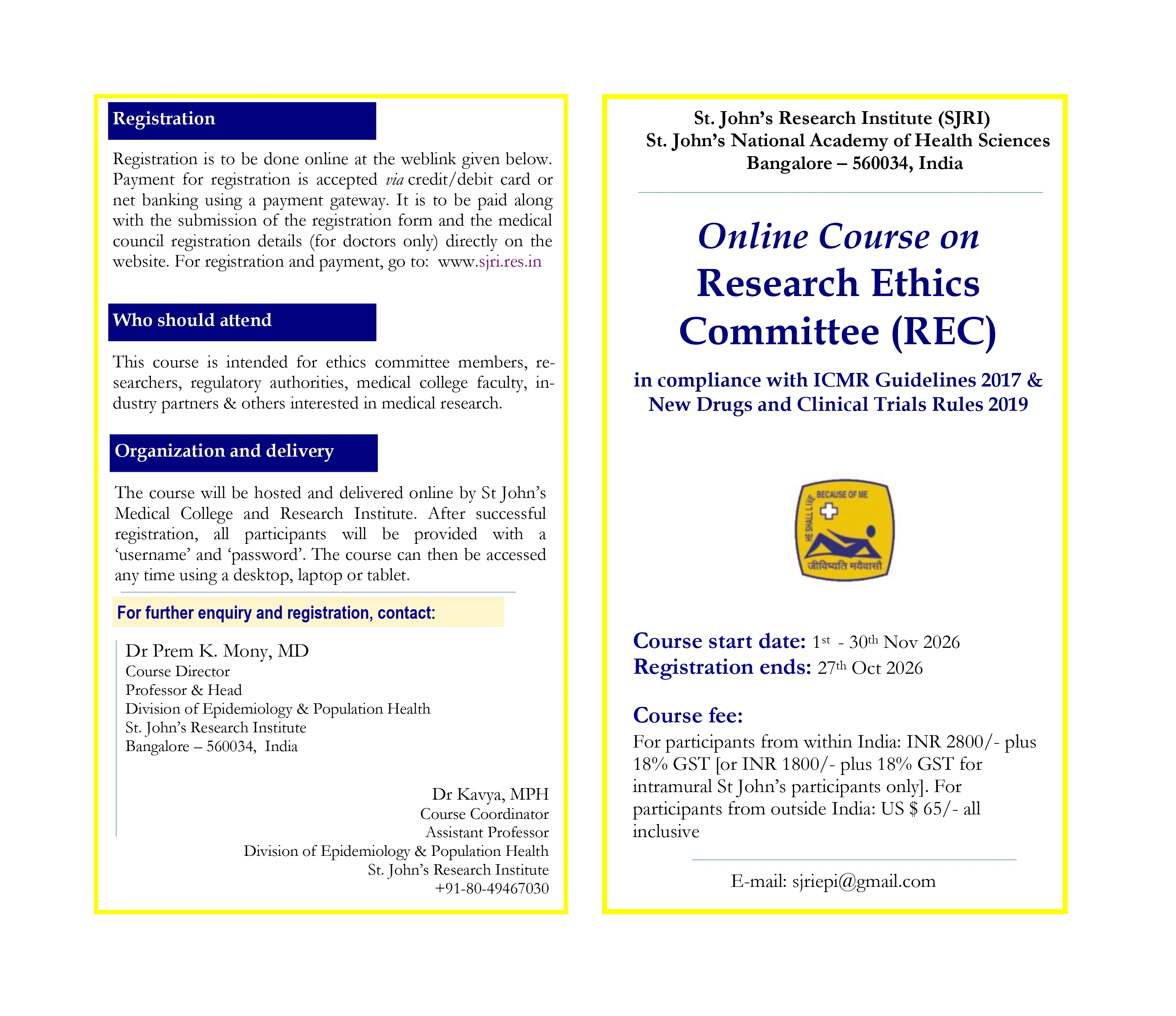 Online Course on Research Ethics Committee (e-REC)